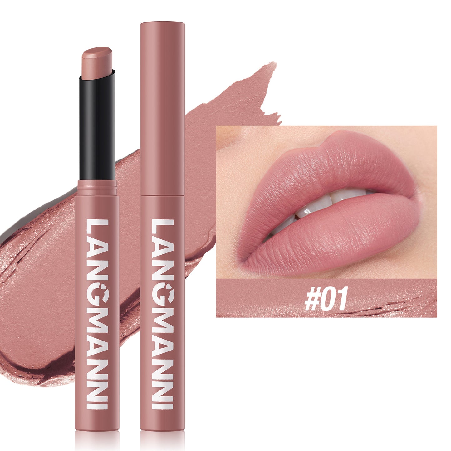 5-Color Angled Rotating Matte Lipstick Single Piece