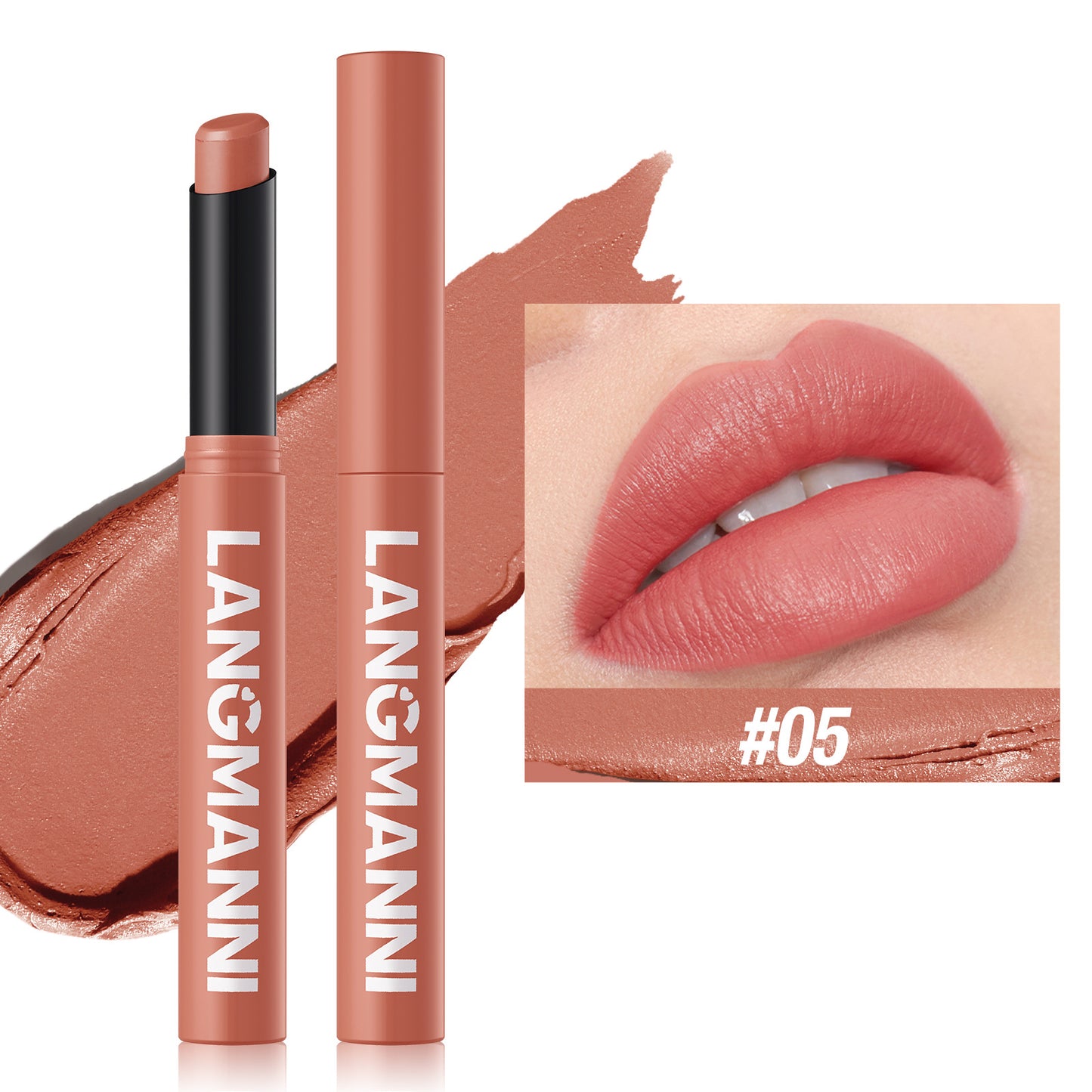 5-Color Angled Rotating Matte Lipstick Single Piece