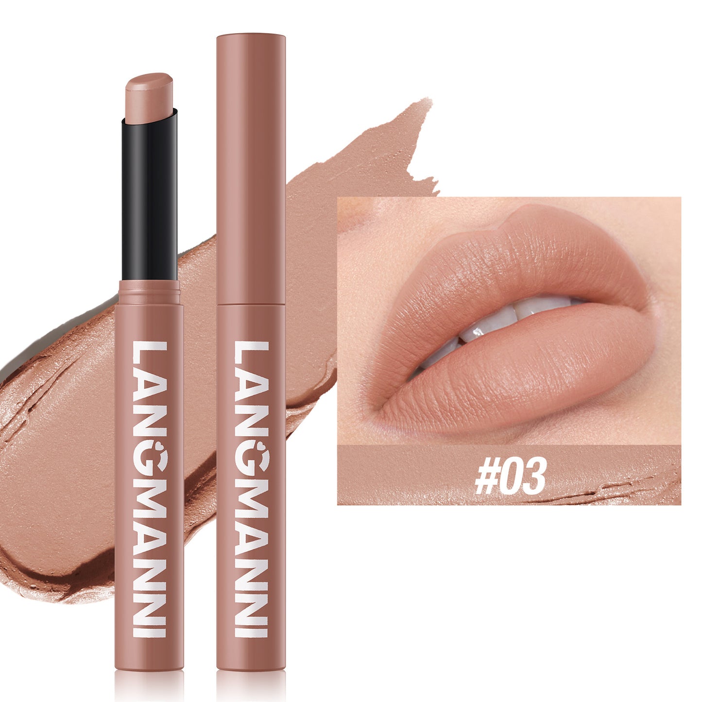 5-Color Angled Rotating Matte Lipstick Single Piece